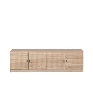 European Cabinetry Natural Oak Fluted Round Black Bucharest TV Unit