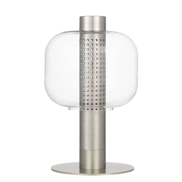 Telbix Parola Contemporary Table Desk Lamp Light Metal Glass Nickel Clear