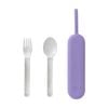 3pc Omie Omiebox Up Stainless Steel Utensil Set W/ Fork Spoon Pod Violet
