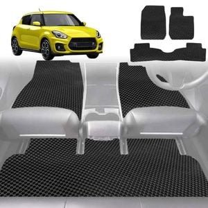 6D Diamond Car Floor Mats for Suzuki Swift Sport 2017-Current-Full Set-Black-Outback GT