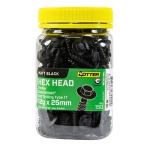 Otter 12g x 25mm Timber Hex Head ChemShield Screws - 150 Pack