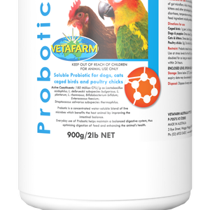 Vetafarm Soluble Probotic for Dogs Cats Caged Birds & Poultry Chicks 900g