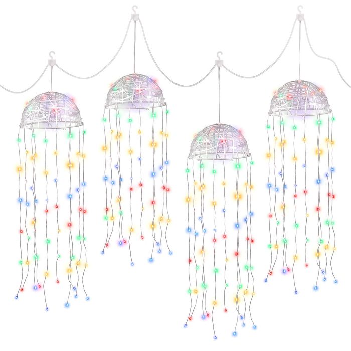 Jingle Jollys Christmas Lights Solar Jellyfish 4Pcs Garden Decorative Multi-Color