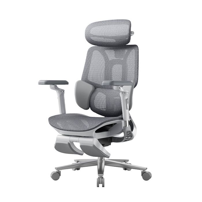Hbada E3 Pro Ergonomic Mesh Office Chair - Adaptive Lumbar Support, Optional Footrest - Grey - With Footrest
