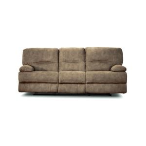 Cosmin 3 Seater Sofa with 2 Recliner Upholstered Fabric Reclining Lounge Couch Solid Wood Timber Frame - Sultry