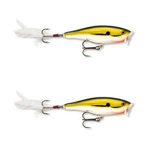 2x Rapala 7cm Skitter Pop Topwater Popper Fishing Lures - Gold Chrome