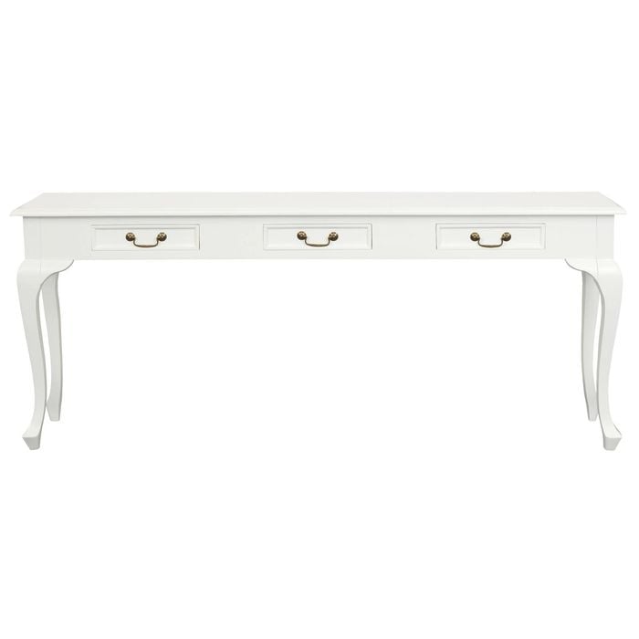 Queen Anne 3 Drawer Sofa Table - White