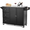 Costway Kitchen Trolley Cart Stainless Steel Rolling Serving Cart Black