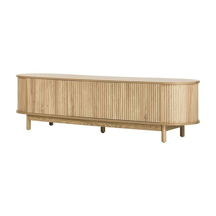 Oikiture TV Cabinet Wooden Entertainment Unit Stand 160cm Natural