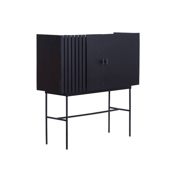 SHANTI 120cm Tall Sideboard Solid Acacia Wood Modern Furniture - Black