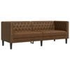 vidaXL Chesterfield Sofa 3-Seater Upholstered Couch Brown Faux Suede Leather