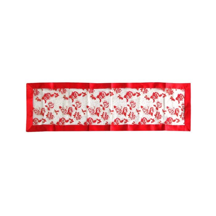 Red Rosie Sheer Organza Glitter Table Runner 40 x 138 cm Red