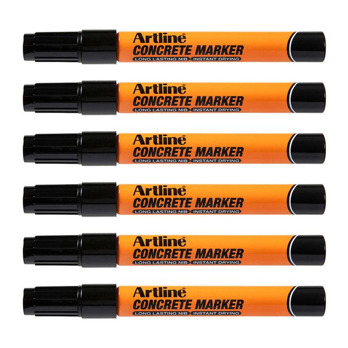 12pk Artline Concrete Permanent Marker 1.5mm Bullet Nib Instant Dry Pen Black