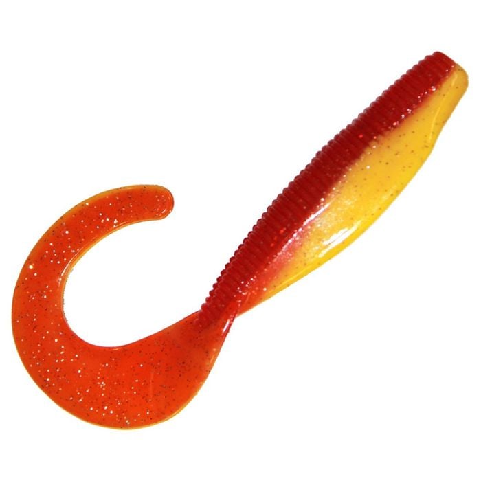 5PK Zman Curly Tail Streakz Plastics Lures Elaztech Bleeding Banana 4 In