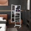 Costway Jewellery Organiser Cabinet Makeup Mirror With 3-color Led Lights White