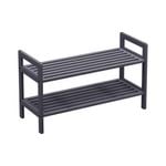 Flexi Storage Living Oyster Black 2 Tier Stackable Bamboo Shoe Rack 