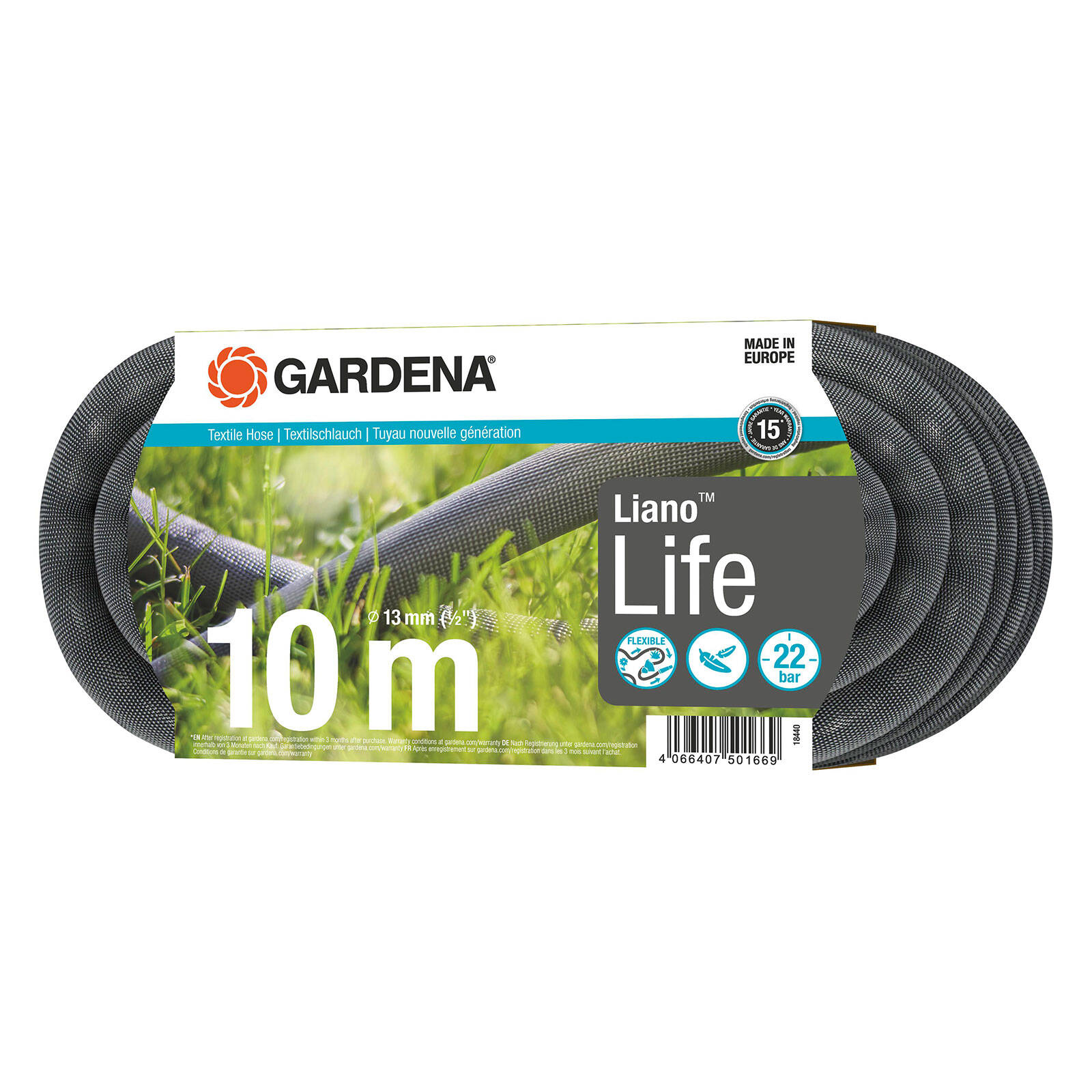 Gardena 10m Textile Hose Liano Life