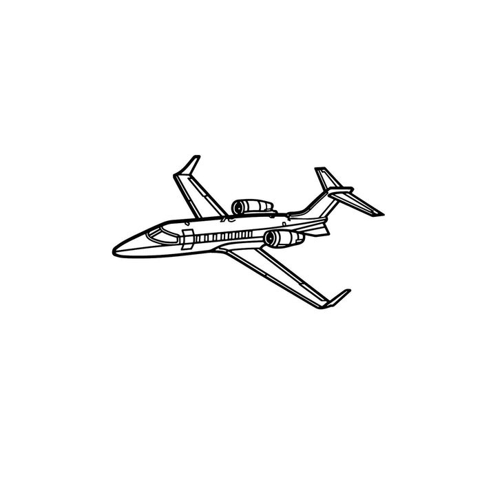 Ignite Laser Learjet 45 - Mid-Size Business Jet Silhouette Metal Wall Art Coated Black 23.6 inch - 60 cm