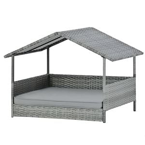 Topet Rattan Dog House Wicker Indoor Outdoor Pet Bed Dog Cat Calming Beds House