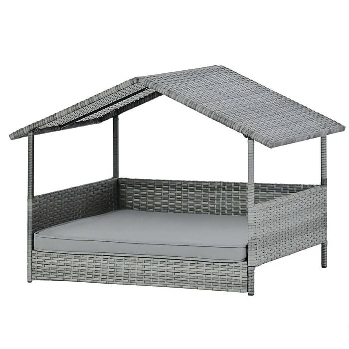 Topet Rattan Dog House Wicker Indoor Outdoor Pet Bed Dog Cat Calming Beds House