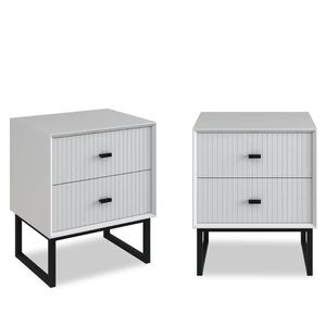 Big Lot White Luna 2 Drawer Bedside (Set of 2)