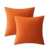 Catzon 2 Pcs Square Throw Pillow Covers Solid Soft Velvet for Spring Sofa-Orange