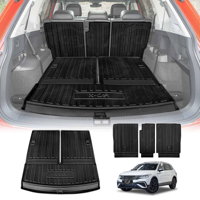 Boot Liner Set For Volkswagen Vw Tiguan Allspace 2018-2024 All Weather Heavy Duty Trunk Back Seat Protector Cargo Kick