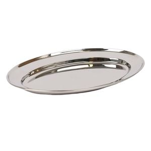 Argon Tableware Oval Serving Platter - 30 x 20.5cm - Stainless Steel Dinner Tray Oval Plate Small Appetizer Serving Dishes