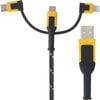 DeWALT 1.8m Lightning Type C and Micro-USB to USB Charging 3-In-1 Cable Reinforced with Kevlar