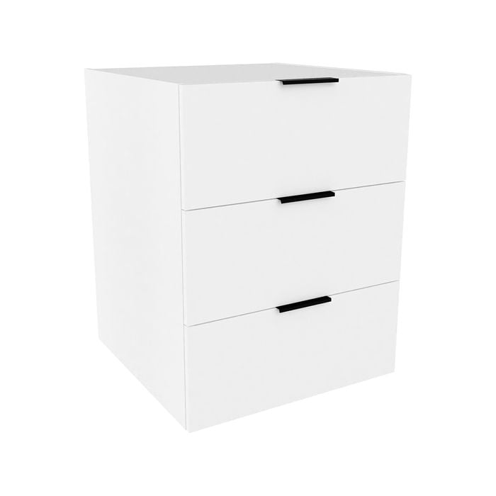 Lugna 768 x 600 x 580mm White 3 Drawer Storage Cabinet - White