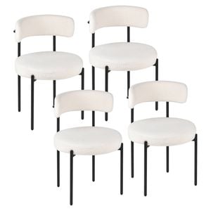 Advwin Dining Chairs Set of 4 Velvet Upholstered Padded Seat White
