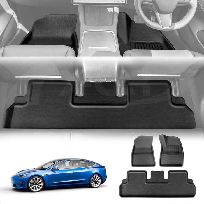 3D All Weather Car Mat Anti-Slip Waterproof Complete Set Front and Rear for Tesla Model 3 2017-2022