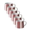 6pk Porto Carnevale Stoneware Coffee Mug Berry Pink/purple Stripe 320ml
