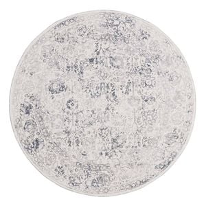 Loopsie-200cm X 200cm-yeni Grey And Beige Floral Washable Round Rug