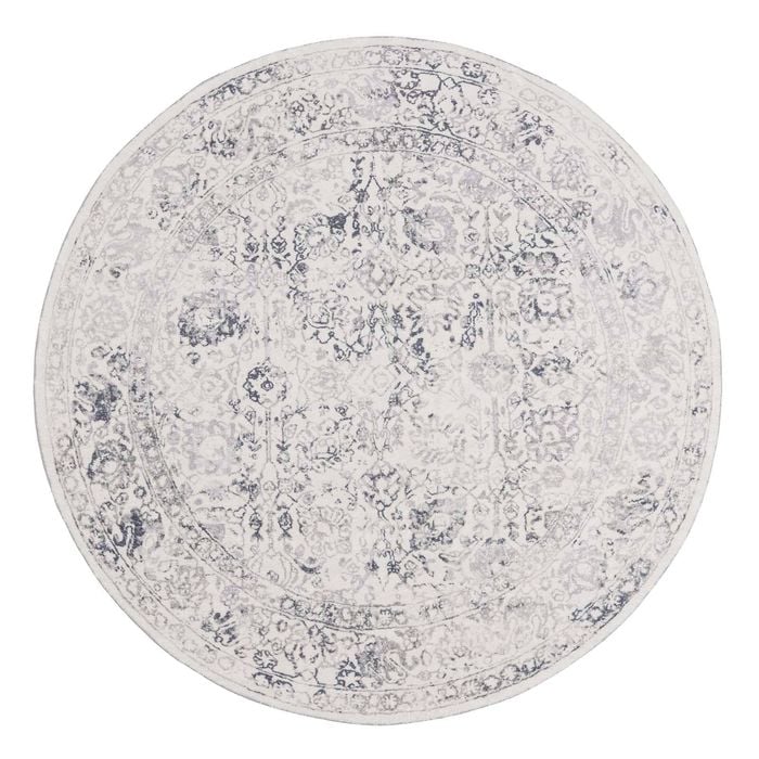 Loopsie-200cm X 200cm-yeni Grey And Beige Floral Washable Round Rug