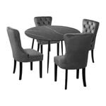 Oikiture 5PCS Dining sets 110cm Round Dining Table with Dining Chairs Velvet Grey
