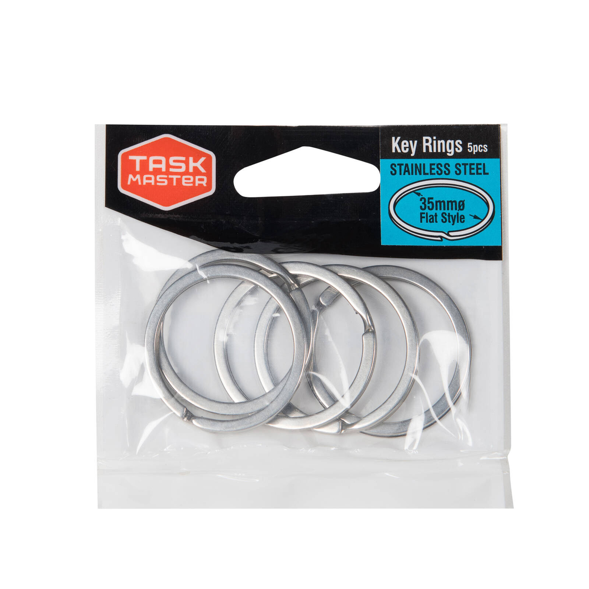 Taskmaster 35mm Stainless Steel Key Ring - 5 Pack - Bunnings Australia