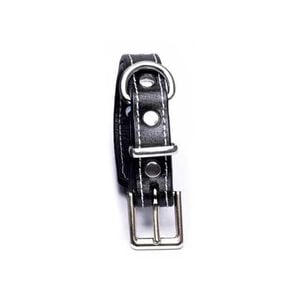 CottonMore Top Quality Handmade Genuine Leather Black Pet Dog Collar White Stitches - Small