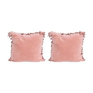 2x LVD Cushion Velvet Tassels Blush Throw Pillow Home/Lounge Decor 50cm Square