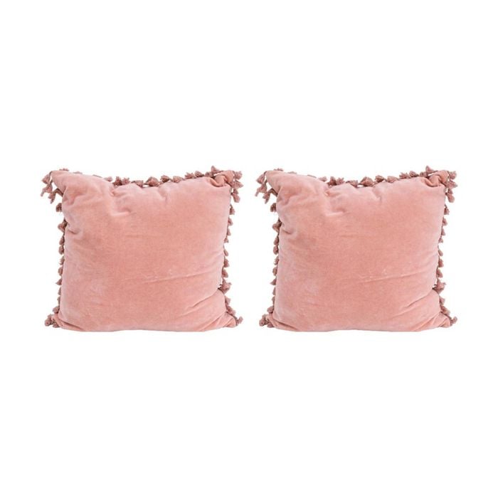 2x LVD Cushion Velvet Tassels Blush Throw Pillow Home/Lounge Decor 50cm Square