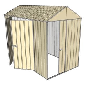 Build-a-Shed 1.5 x 3.0 x 2.3m Front Gable Single Sliding And Double Hinged Doors Shed - Cream