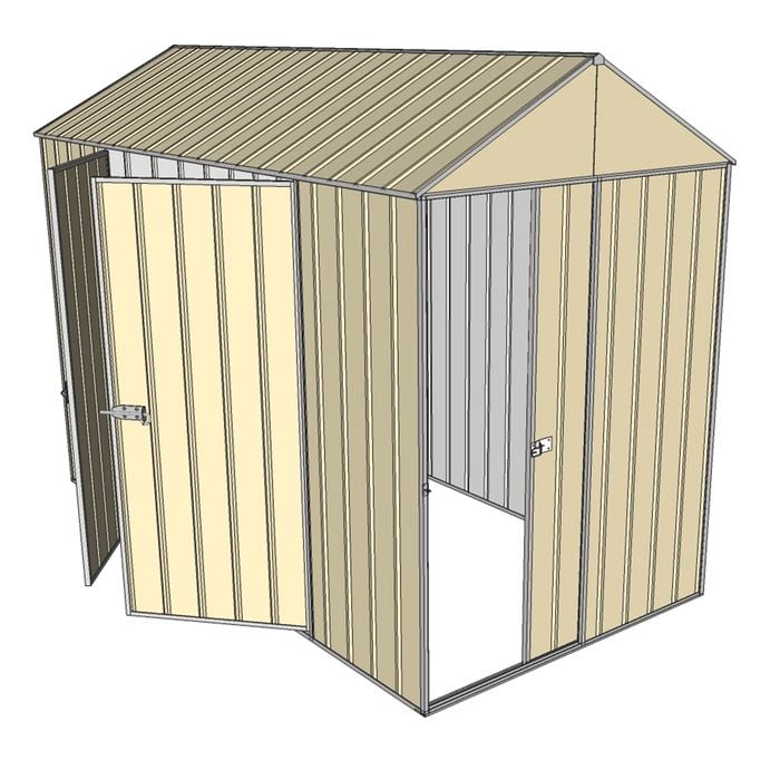 Build-a-Shed 1.5 x 3.0 x 2.3m Front Gable Single Sliding And Double Hinged Doors Shed - Cream