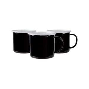 Argon Tableware Coloured Enamel Mugs - Steel Outdoor Camping Tea Coffee Cup - 375ml - Pack of 6