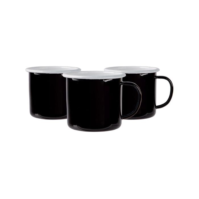 Argon Tableware Coloured Enamel Mugs - Steel Outdoor Camping Tea Coffee Cup - 375ml - Pack of 6