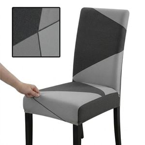 Anyseat Chair Cover Gray Geometric Elastic Slipcover Dining Decor