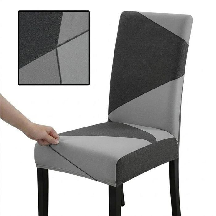 Anyseat Chair Cover Gray Geometric Elastic Slipcover Dining Decor