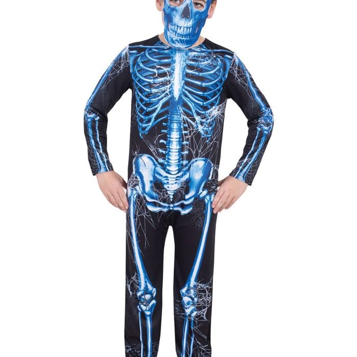Neon Blue Boys Skeleton Halloween Costume - 6-8
