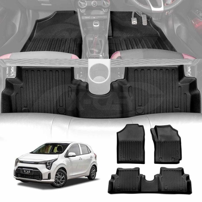 3D Floor Mats for Kia Picanto 2016-Onwards Heavy Duty All Weather Car Mats Carpet Liner Set