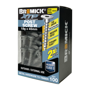 Bremick XTP Post Screw 18g x 45mm GALV T40 -100 Pack
