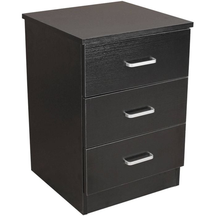 Redfern 3 Drawers Bedside Table - Black